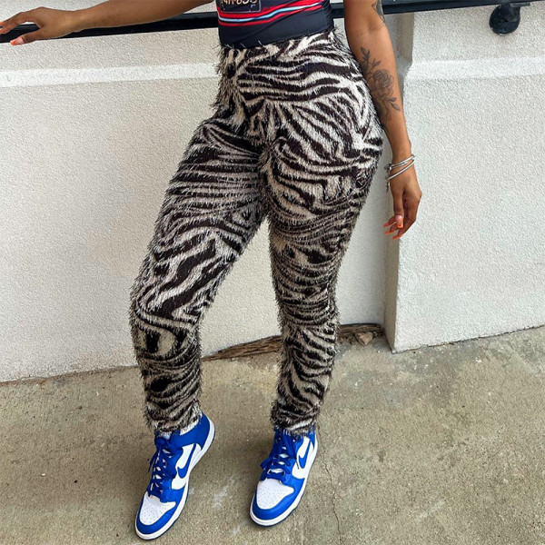 Tight striped casual pants