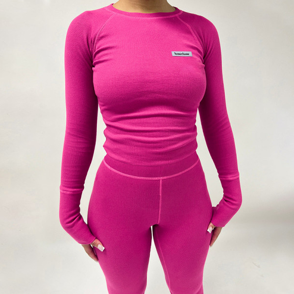 Slim fitting long sleeved top sports yoga leggings set