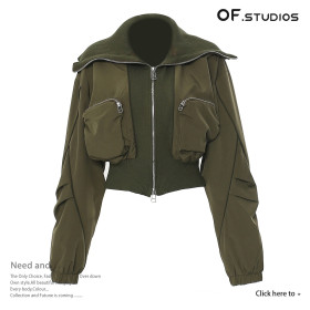 Stereoscopic zipper pocket with large lapel bomber jacket