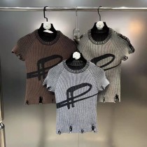 Round neck short sleeved sweater T Round neck short sleeved sweater T