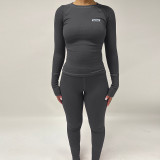 Slim fitting long sleeved top sports yoga leggings set