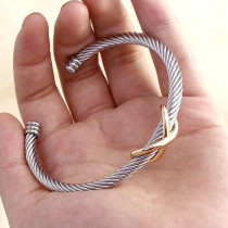 Stainless steel wire thread 8-character dual color bracelet C-shaped bracelet 63mm