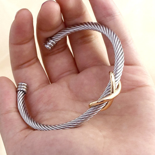Stainless steel wire thread 8-character dual color bracelet C-shaped bracelet 63mm