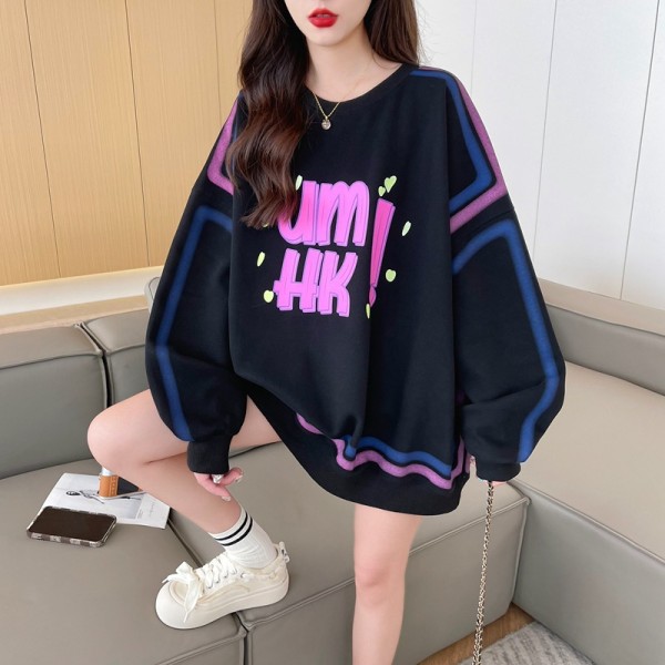 Printed top medium length letter women's coat