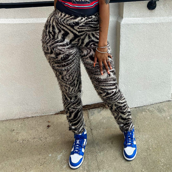 Tight striped casual pants