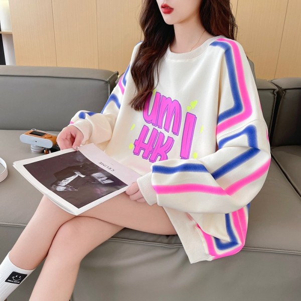 Printed top medium length letter women's coat