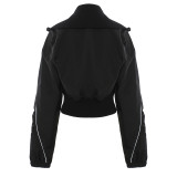 Stereoscopic zipper pocket with large lapel bomber jacket