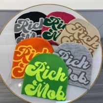 Knitted pullover hat with multi-color letters European and American men's and women's wool knitted hat