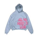 Loose printed unisex hoodie