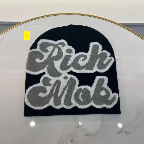 Knitted pullover hat with multi-color letters European and American men's and women's wool knitted hat