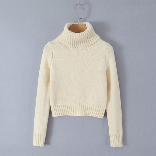 Knitted ruffled high neck long sleeved solid color sweater A-line half skirt set