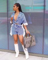 Casual tassel denim three piece set for women Casual tassel denim three piece set for women