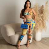 Sexy and fashionable printed slim fitting elastic belt set