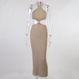 Sexy Hanging Neck Hollow Open Back Dress