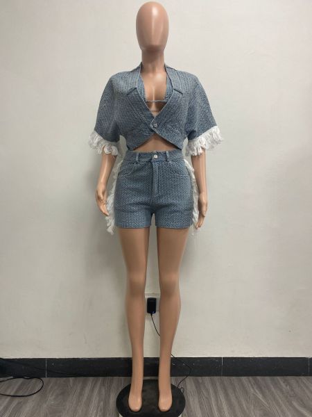 Casual tassel denim three piece set for women