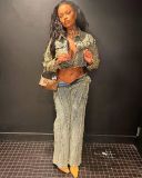 Denim pants set, long sleeved tassel stretch set