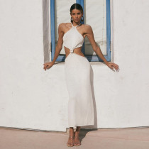 Sexy Hanging Neck Hollow Open Back Dress