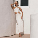 Sexy Hanging Neck Hollow Open Back Dress