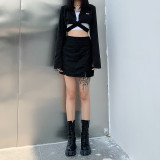 Lapel single breasted waistband short slim jacket