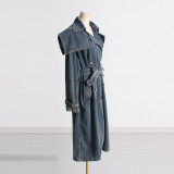 Lace up waist length denim jacket