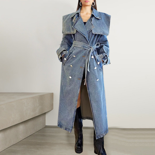 Lace up waist length denim jacket