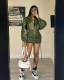 Tie up jacket cardigan+half length short skirt two-piece set