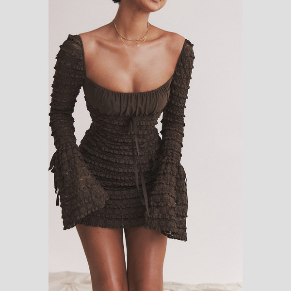 Lace Long Sleeve A-Swing Dress