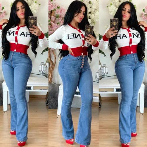 Long sleeved letter O-neck cute women's sweater