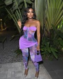 Chest wrap one piece pants, open back and buttocks lifting tight fitness pants