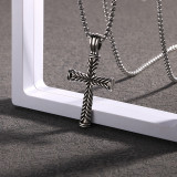 Fried Dough Twists Pattern Pendant Cross Necklace