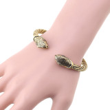 Snake Head Male and Female Alloy Open Bracelet
