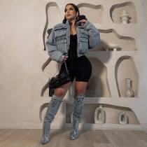 Fashionable multi pocket denim cotton jacket jacket Fashionable multi pocket denim cotton jacket jacket