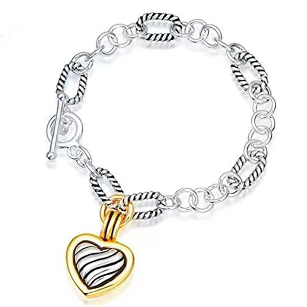 Stainless steel heart-shaped bracelet