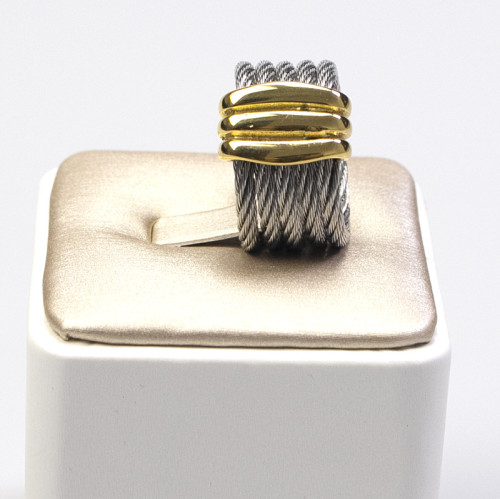 Vintage Stainless Steel Ring Titanium Steel Wire Cable Rope Women's Ring
