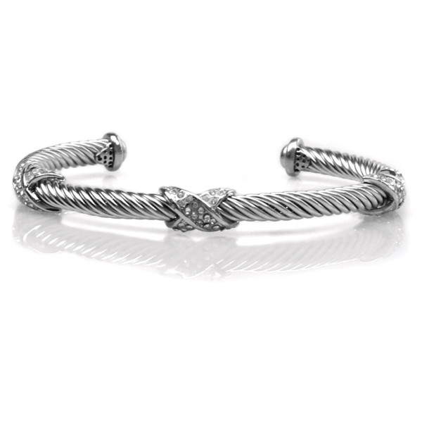 Diamond 8-shaped cross X stainless steel 5MM cable rope C-shaped adjustable female bracelet