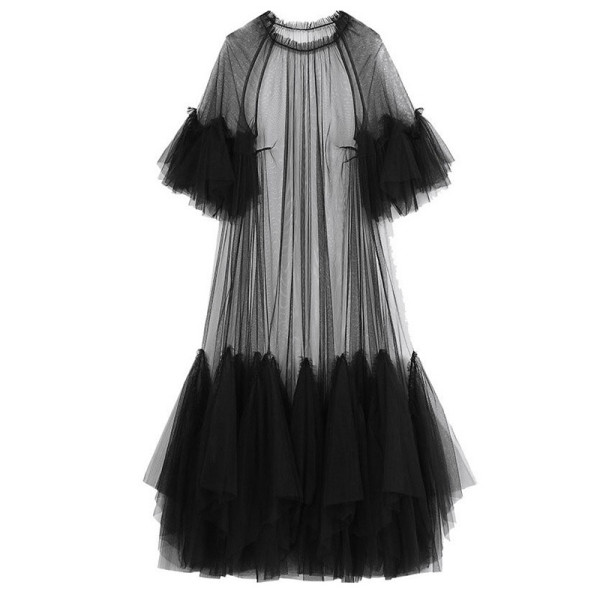 Multi layered hem pleated holiday long mesh skirt