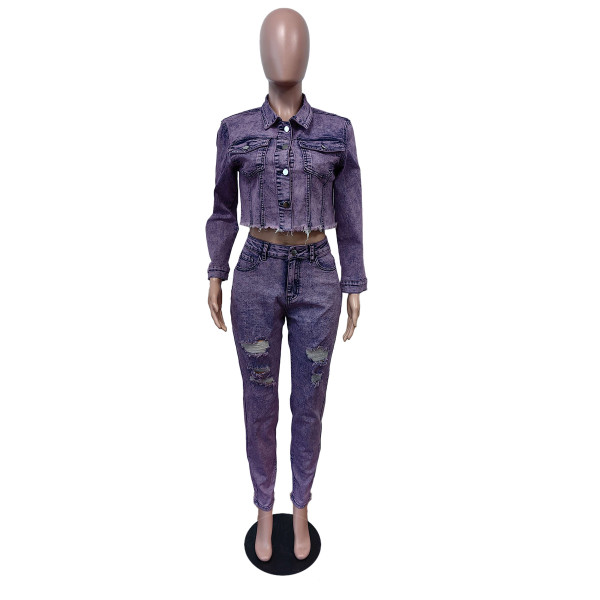 Stretch denim suit