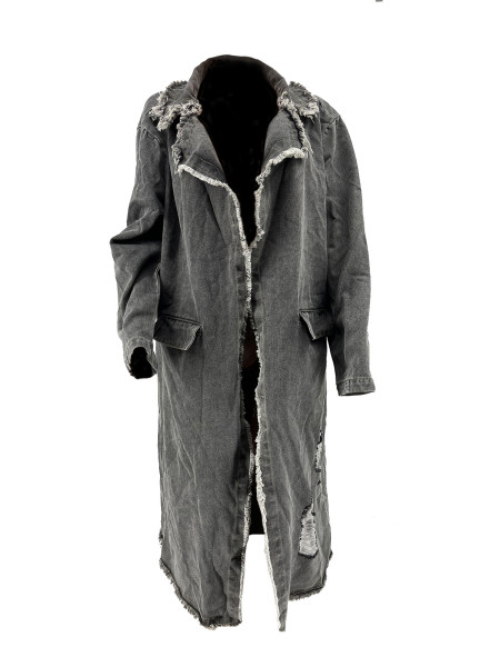 Collar torn denim coat jacket