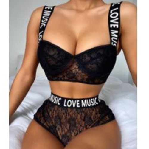 Lace Perspective Temptation Three Point Underwear Two Piece Set