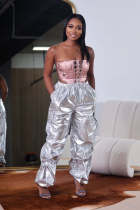 Casual pants Solid color three-dimensional pocket pleated work suit pants