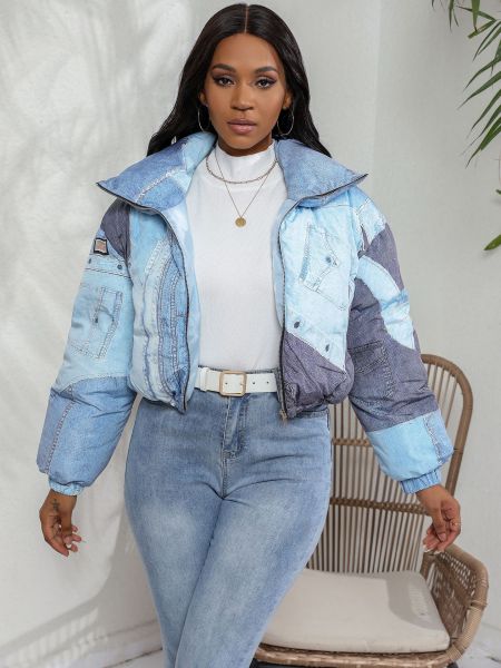Women's jacket denim printed cotton jacket