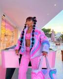 Casual fluffy love cotton jacket with unisex personality street jacket