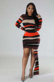 Woolen Round Neck Knitted Slim Fit Open Back Dress