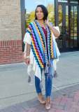 Knitted hand hook tassel jacket cardigan cape