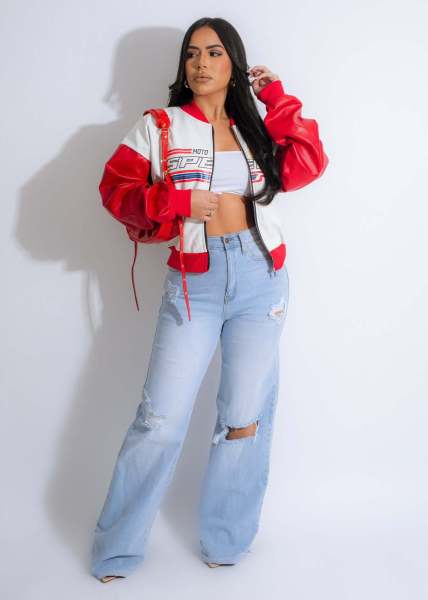 Vintage hip-hop loose and versatile baseball racing suit