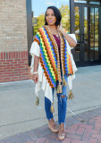 Knitted hand hook tassel jacket cardigan cape