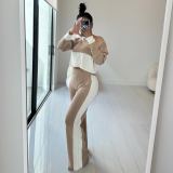 Women's contrasting color patchwork casual set
