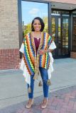 Knitted hand hook tassel jacket cardigan cape