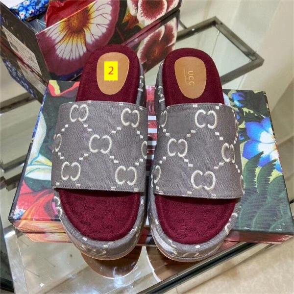 Embroidered slippers, printed with increased thickness, casual one line female sandals