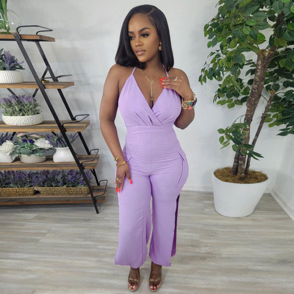 Hanging neck hollow pants with suspender, tight and buttocks wrapped jumpsuit